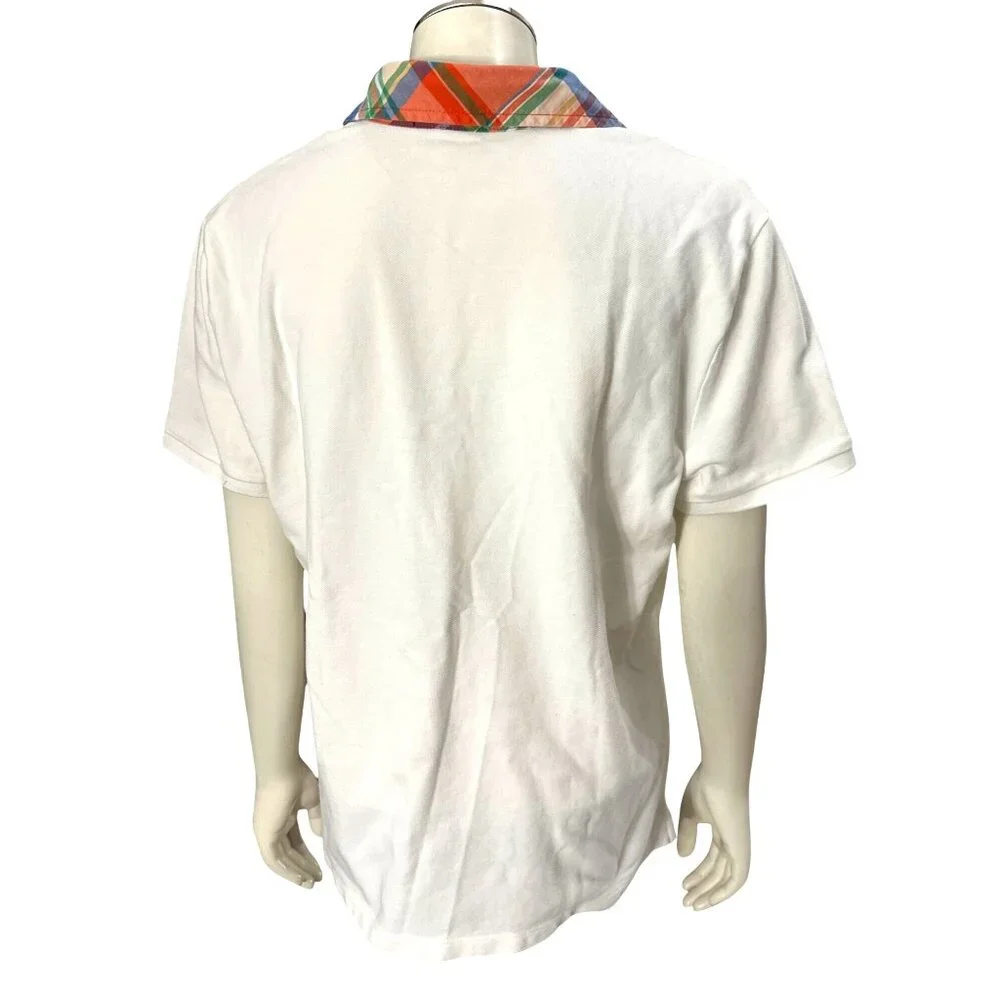 Lauren Ralph Lauren Size Medium White Polo Plaid Collar Preppy City Classic Styl - Picture 4 of 10